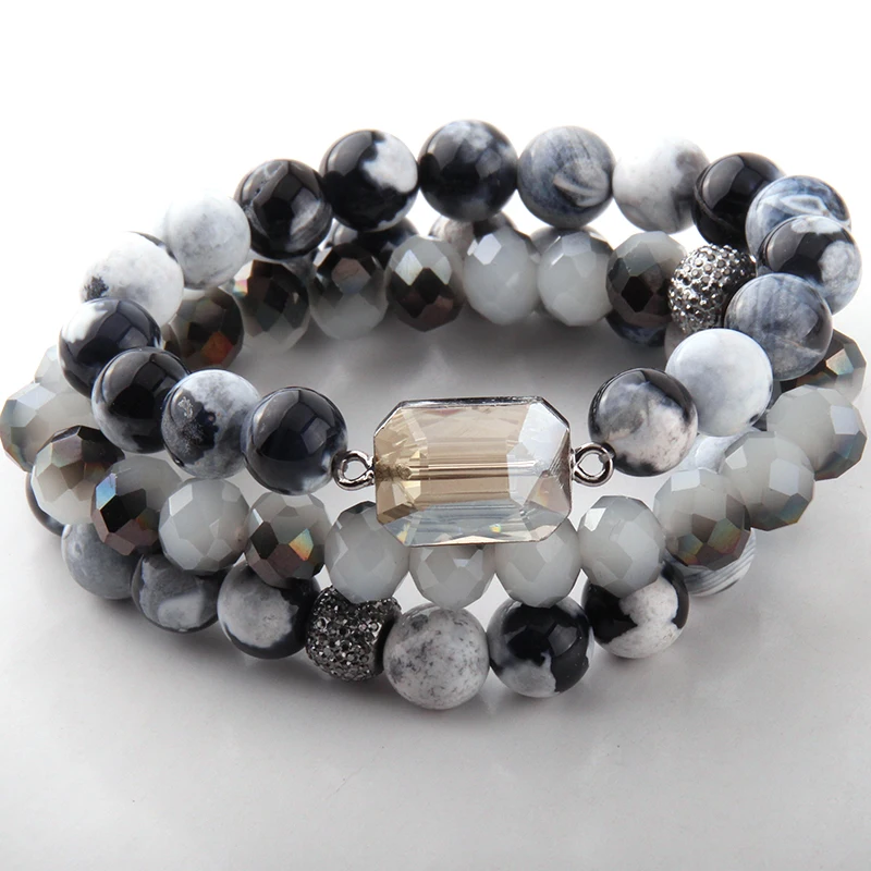 Набор из 3 шт. коричневых браслетов красивые модные браслеты натурального камня и