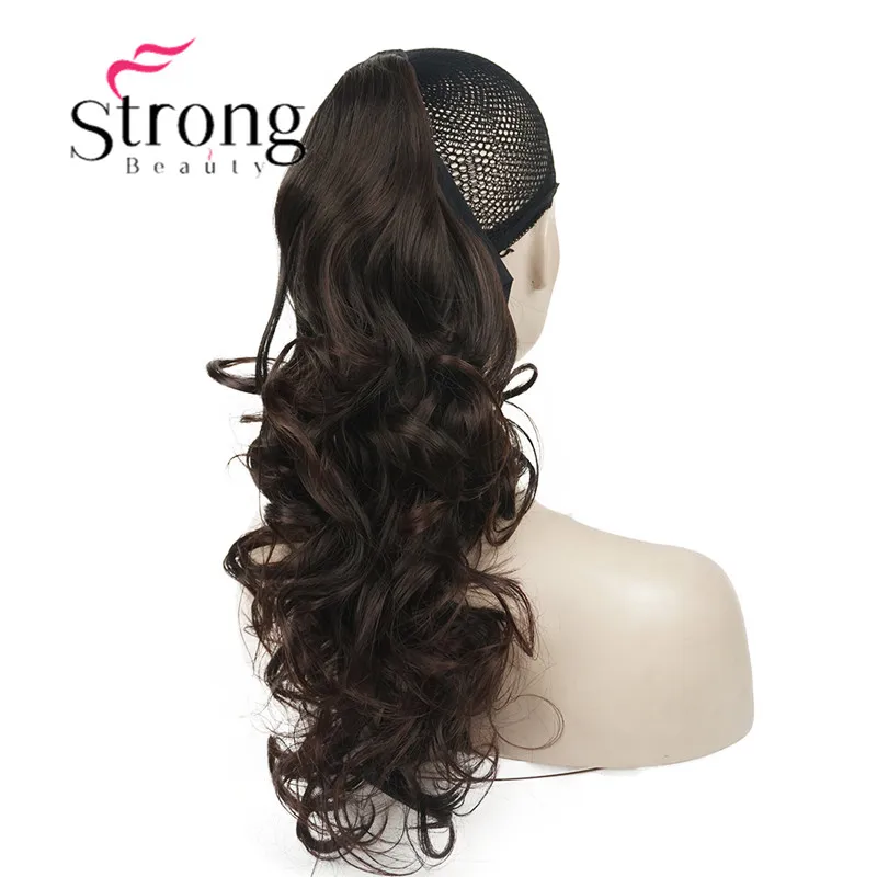 StrongBeauty 2" волнистая Накладка для волос для женщин премиум синтетического волокна 120 г-130 г завязывается заколка для хвоста в наращивание волос