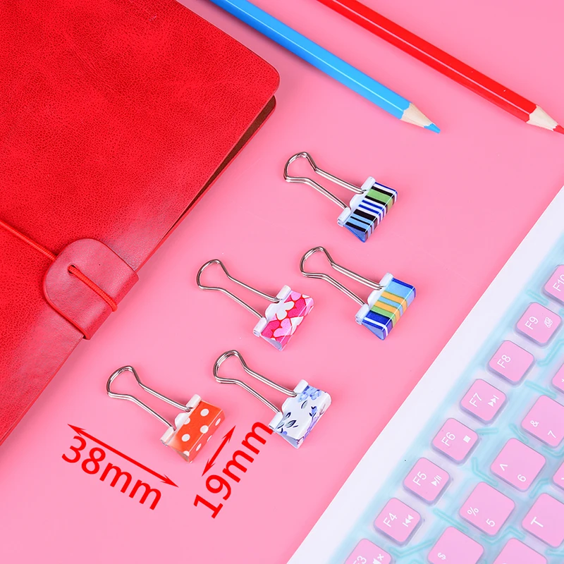 24 шт./лот красочные милые металлические зажимы для бумаг органайзер в