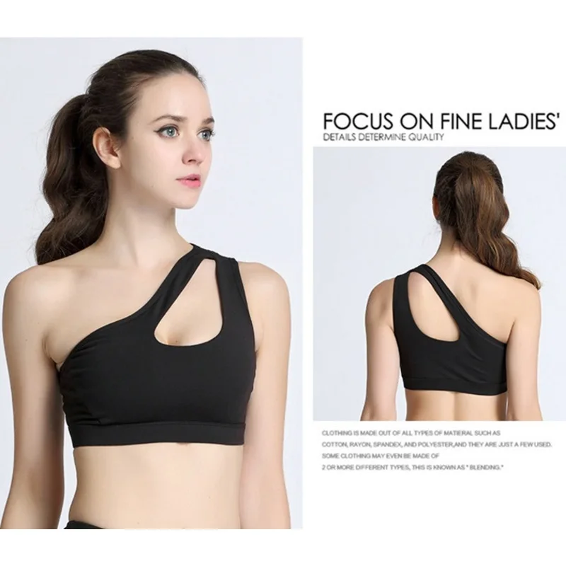 Sexy Fitness Yoga Bra for Women Push up Padded Sports Shirt Sportwear Gym Running Workout One Shoulder Elastic Crop Top Vest | Спорт и