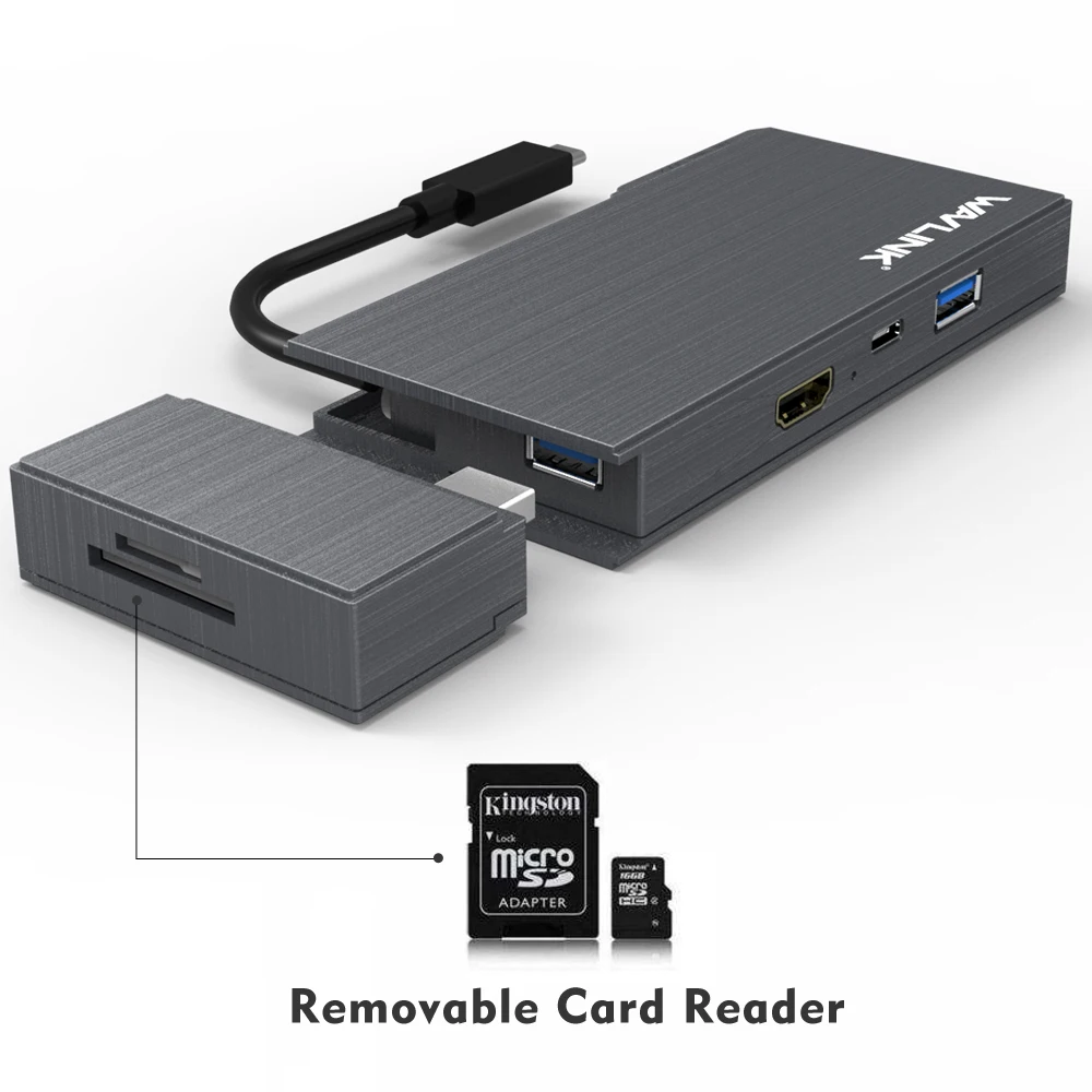Wavlink Супер Скоростной USB C концентратор с 4K @ 30Hz HDMI кардридер 3 0 гигабитный Ethernet HD