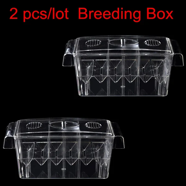 2 pcs breeding box 4 номера коробка для разведения прозрачная защитная пленка рыб акриловый аквариум ящик для заводчиков двойной Гуппи инкубационное изоляция инкубатора с присоской - Цвет: 2 pcs breeding box