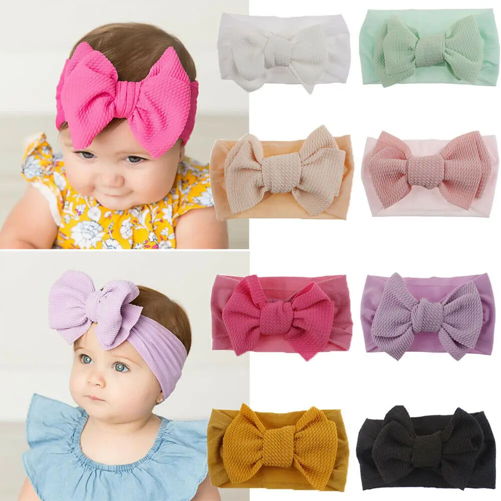 Новинка 2019 Мягкая повязка для волос маленьких девочек на голову с большим бантом