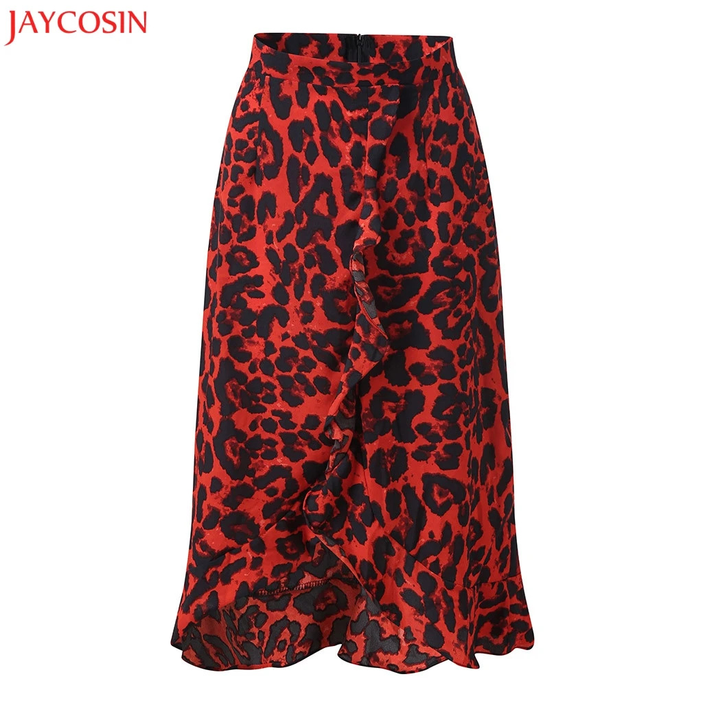 JAYCOSIN Женская юбка с леопардовым принтом винтажная шифоновая Длинная женская