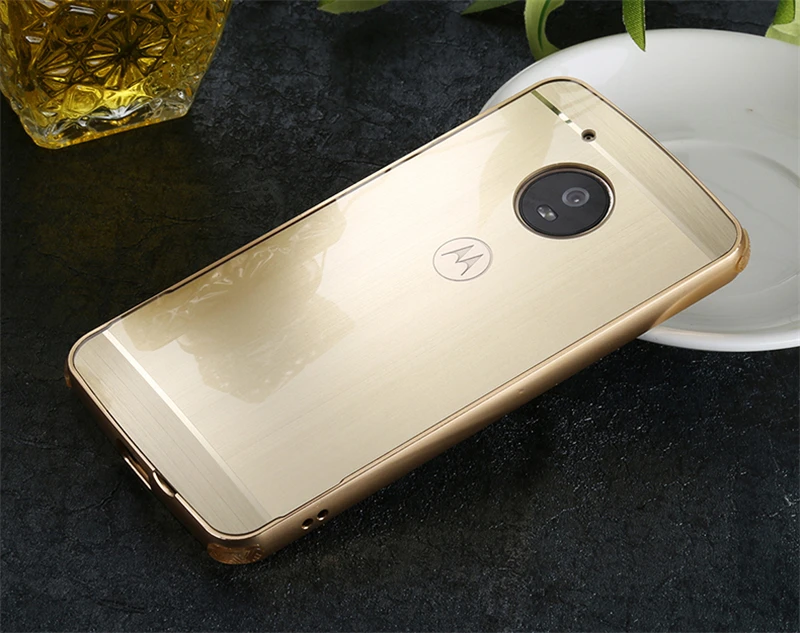 For Moto G 5 G5 XT1670 XT1672 Case Plating Metal Frame with Brushed Back Cover Hard for Motorola XT1676 5.0&quot |