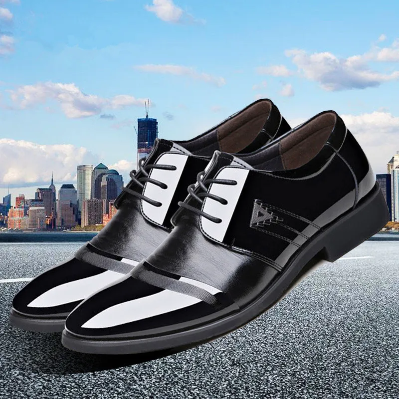 2018 Новая мужская деловая обувь кожаные туфли с кружевом шипами Мужская модная