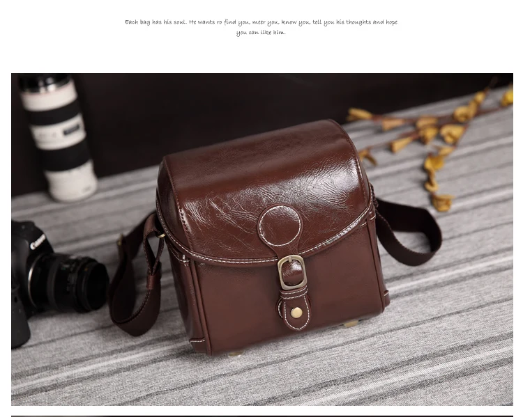 Coffee Профессиональный PU Камера Сумка для DSLR SLR Nikon Canon sony Fuji Pentax samsung W801 - Цвет: Coffee