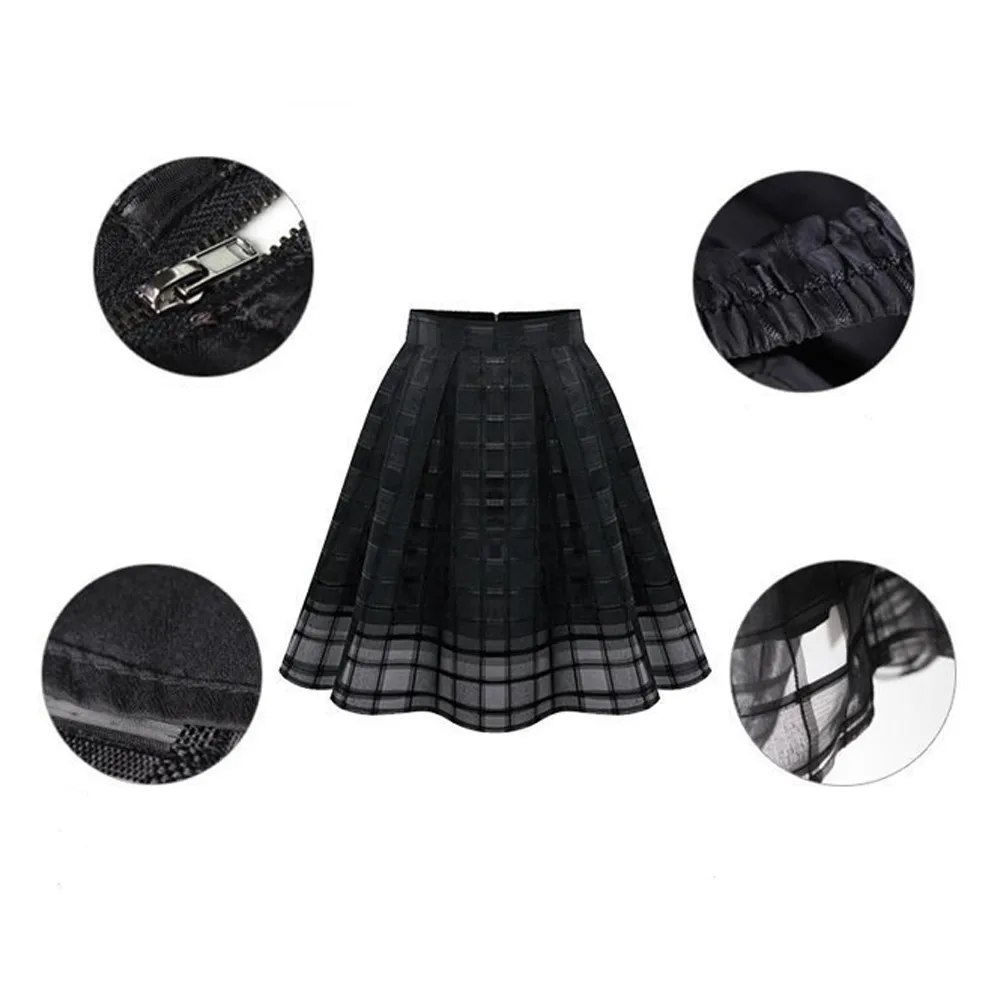 Женские мягкие и удобные юбки из органзы с высокой талией на молнии Женская