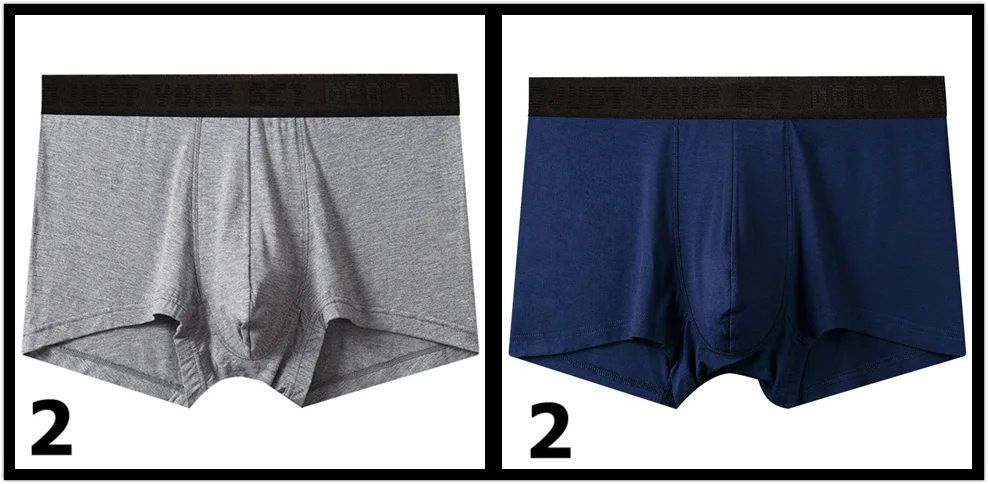 2pcs gray 2pcs blue EVES 4 шт. супер удобные трусы-боксеры мужские эластичные дышащие Мужское нижнее белье боксеры дизайнерские Экстра мешочек мужские трусы Homme - Цвет: 2pcs gray 2pcs blue