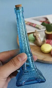Новинка Новинка Zakka цветная Эйфелева башня стеклянная ваза домашнее украшение красочный ваза для домашнего декора - Цвет: Blue