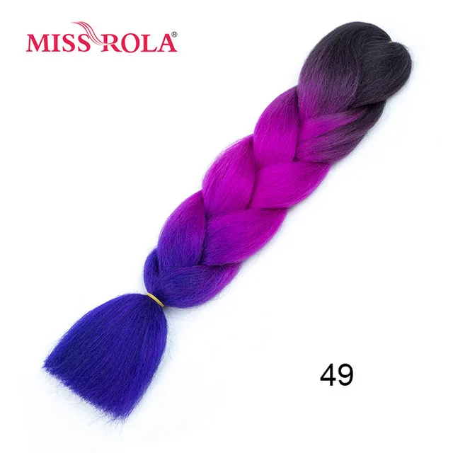 T1B/синий Miss Rola, 24 дюйма, крупное плетение, синтетические волосы для наращивания, 100 г, высокотемпературное волокно, Омбре, тон, вязание крючком, плетение волос 89 цветов - Цвет: T1B/синий