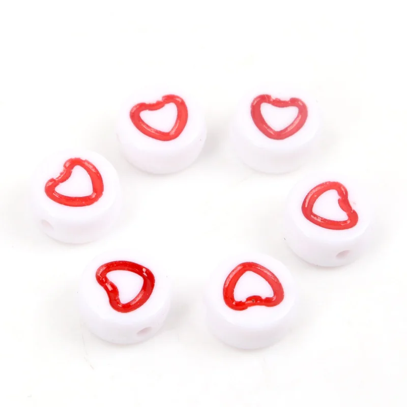 Модные Акриловые круглые шарики в форме сердца для рукоделия 100 шт. 7x4 мм - купить