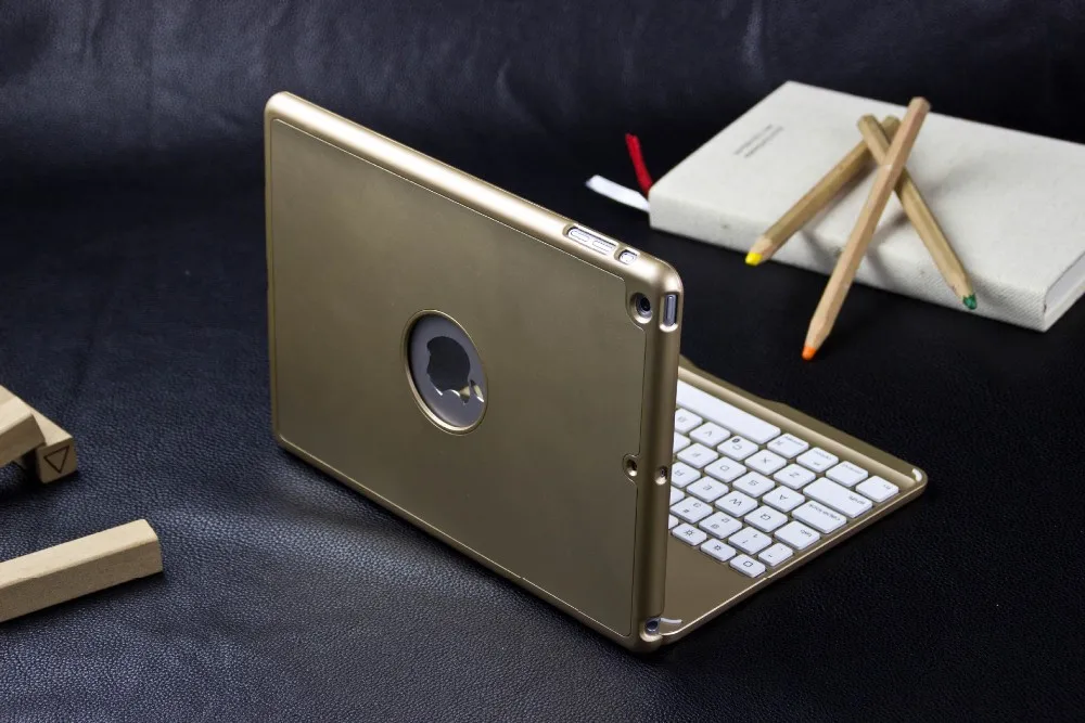 Witsp@ d роскошный Bluetooth чехол для клавиатуры для iPad Air 2, беспроводная клавиатура для нового iPad, светодиодный подсветка+ алюминиевый корпус