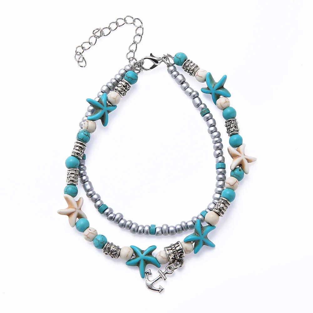 

2020 Fashion Shell Anklet Beads Starfish Ankle Bracelet For Women Vintage Handmade Sandal Statement leg Bracelet Foot Jewelry