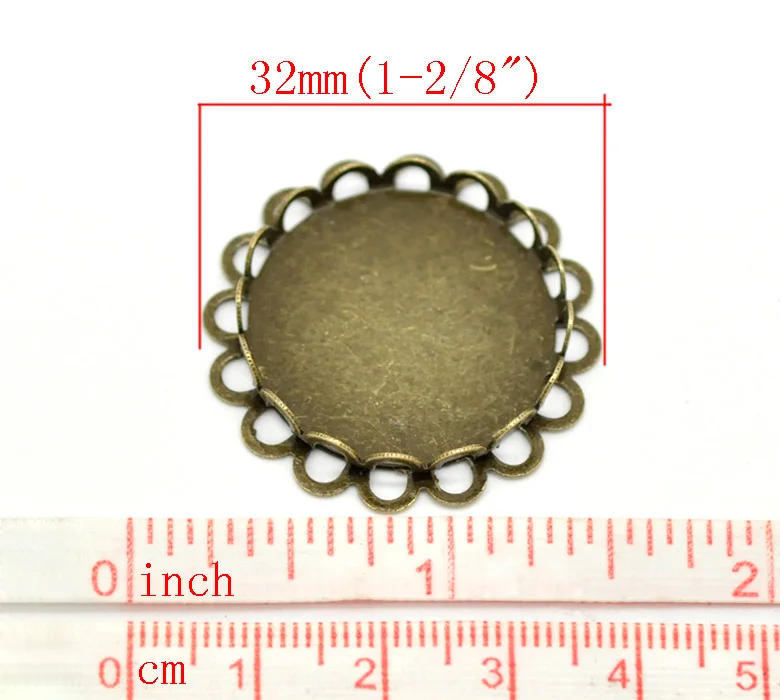 Рамка для кабошона из сплава DoreenBeads круглая рамка античной бронзы с кабошоном
