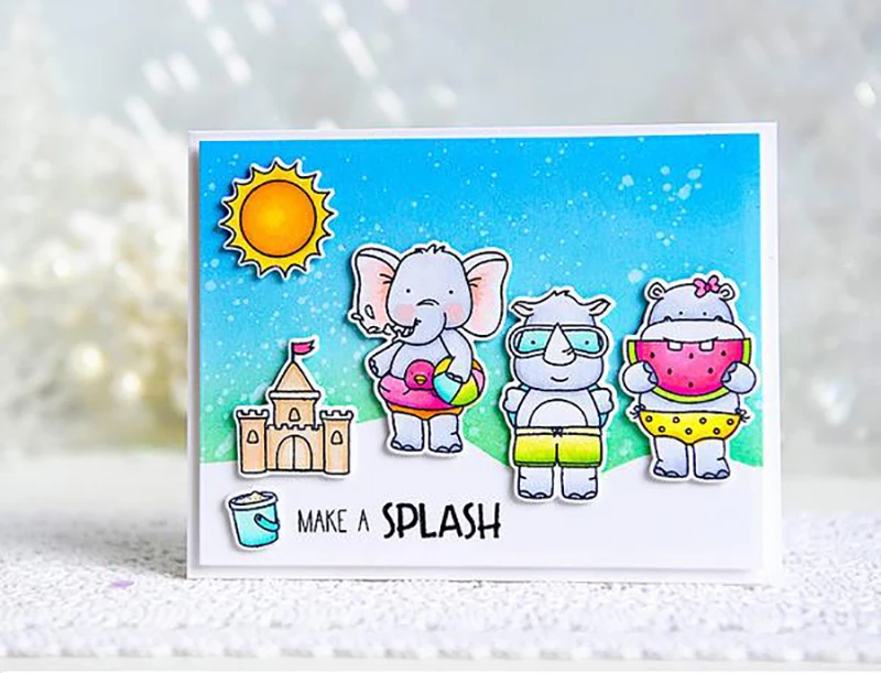 SP Бегемот слон металла резки штампы и очистить резиновый штамп набор бегемотик с