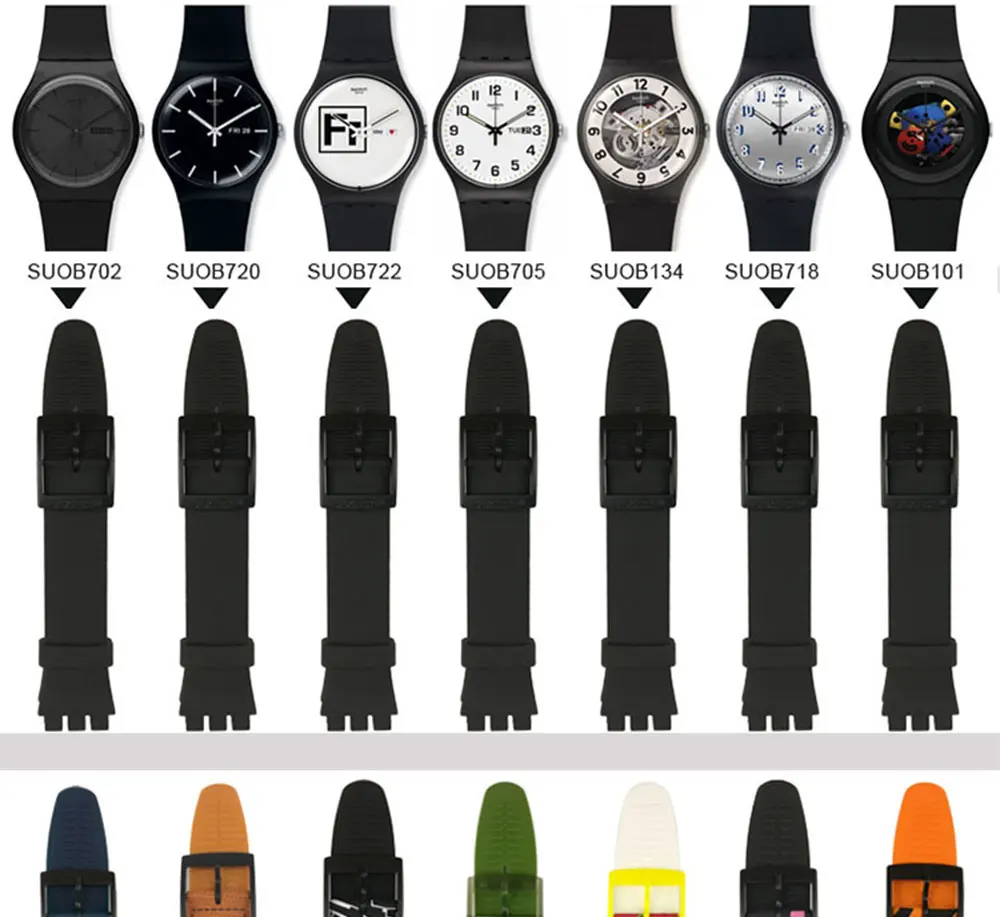 Силиконовый ремешок Мужские аксессуары для часов Пряжка 19 мм для Swatch SUOB704 SUOZ147SUOW701 спортивный водонепроницаемый ремешок для часов