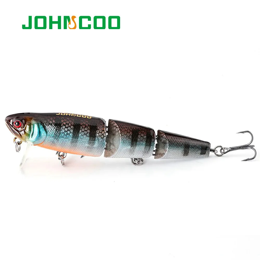 JOHNCOO Topwater Wobbler Bait and Swimming Bait Fishing Lure 98mm/11.5g 3 Segment Minnow Lure for Bass Pike