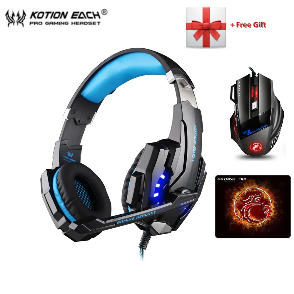 G2000 игровая гарнитура, проводные наушники для игр, G4000, наушники с глубоким басом, с микрофоном, светодиодный, с шумоподавлением, для компьютера, ПК