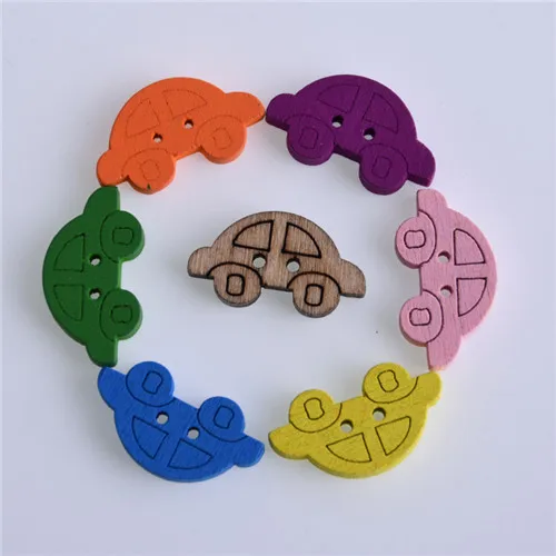 mini car 50 шт. декоративные кнопки для детей аксессуары для скрапбукинга шитья Смешанные Цветочные деревянные кнопки печать одежды ремесла животных - Цвет: mini car