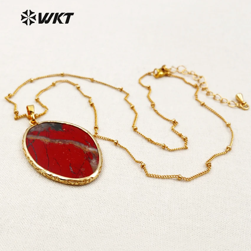 Горячая Распродажа ожерелье из камня овальная форма кулон с позолоченным