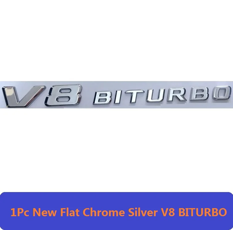1Pc V8 BITURBO Плоская хромированная эмблема W204 W205, наклейка C200, C250, C300, C350, C63, автомобильная эмблема, эмблема, звезда, логотип, Эмблема для Mercedes Benz, AMG - Цвет: 1Pc V8 BITURBO