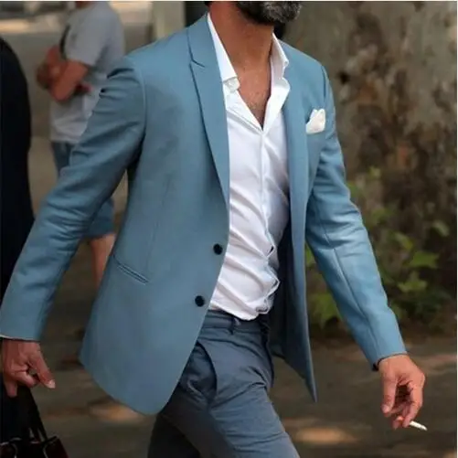 

Fashion Blue Men Suit Wedding Tuxedo Custom Made Young Men Casual suits Wear Groomsmen Tuxedos (Jacket)