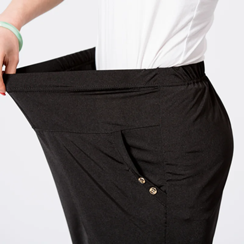 

Spring Summer Middle Age Women Pants Fashion Plus Size XL-4XL Mother Clothing Elastic Waist Print Loose Casual Trousers YF213