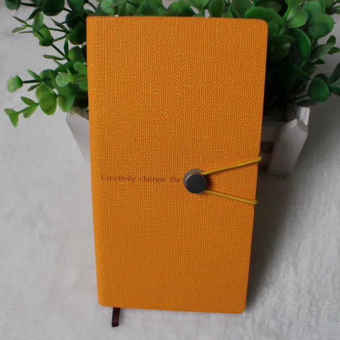 Yellow Lined Page A6 из искусственной кожи линия карман блокнот с твердой обложкой Бумага кожаный блокнот пользовательские эластичная лента с логотипом повестки дня журналы персональный планировщик OEM Добро пожаловать - Цвет: Yellow Lined Page