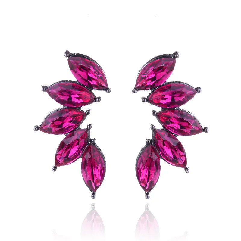 wine red LUBOV, 8 цветов, дизайн, серьги-гвоздики с кристаллами, модные женские массивные серьги для девушек, вечерние, простые серьги, ювелирное изделие - Окраска металла: wine red