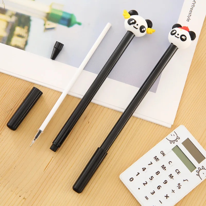 

36 pcs/lot Panda Gel Pen Cartoon 0.5 mm animal Black Ink Signature Pen for writing School Supplies material Stationery gift