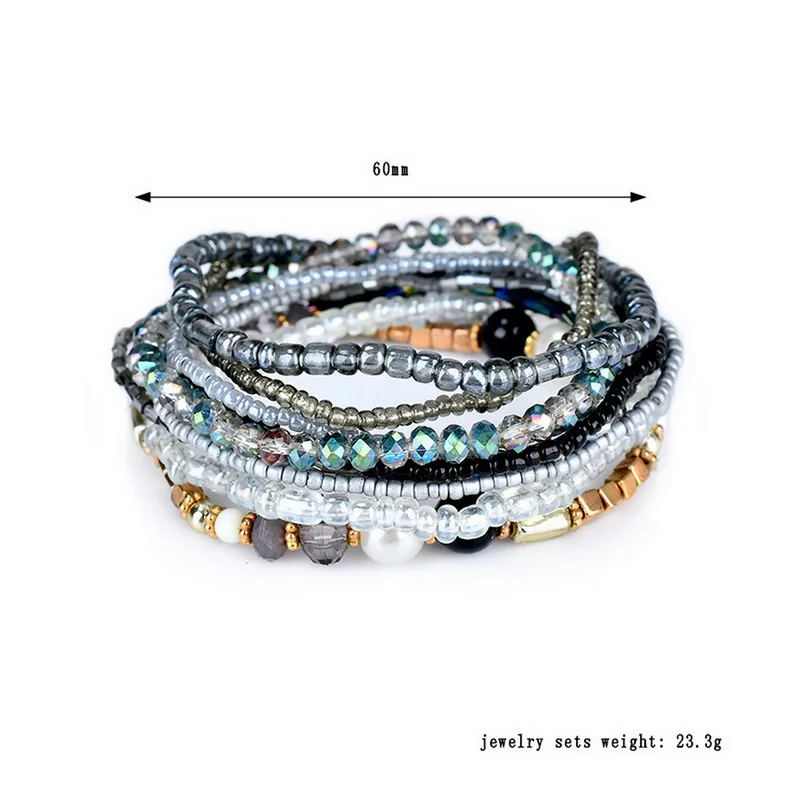 Kittenup 4 Color Bohemian Crystal Colorful Stretch Bead Multilayer Bracelets for Women Fashion Boho Jewelry | Украшения и