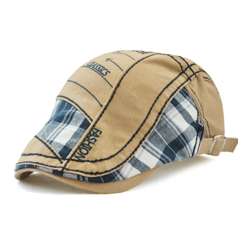 

Brand Summer Caps For Men Cotton Beret Hats Casual Sun Cap Gorras Planas Flat Caps Adjustable Patchwork Men's Berets boina Bone