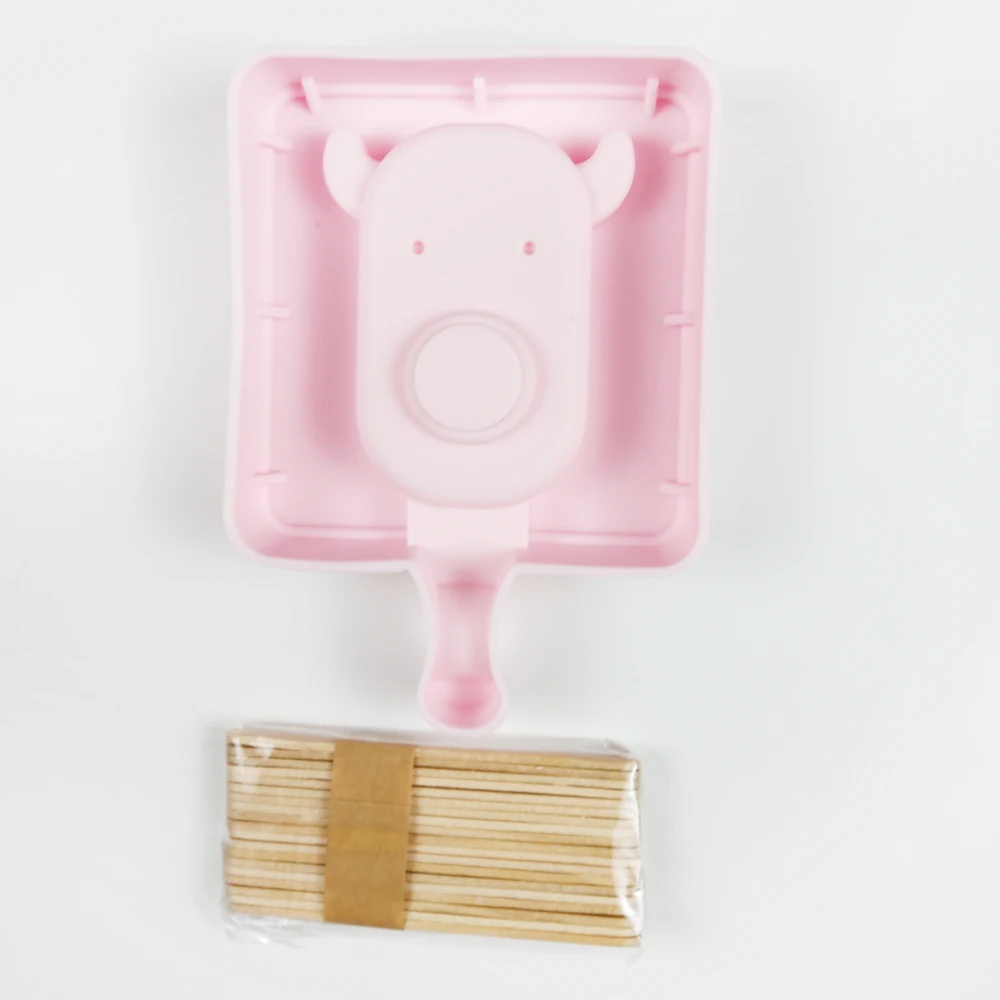 Silicone Ice Cream Mold Animal Icecream Bar Maker Cow Rabbit Pig Ice Cube Jello Mold Tray Square DIY Frozen Sucker Popside Tools