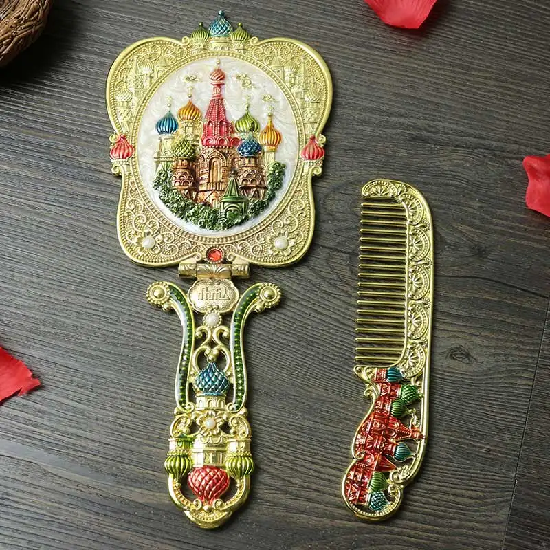 Европейский Большой размер металлические ручные зеркала легко складывается