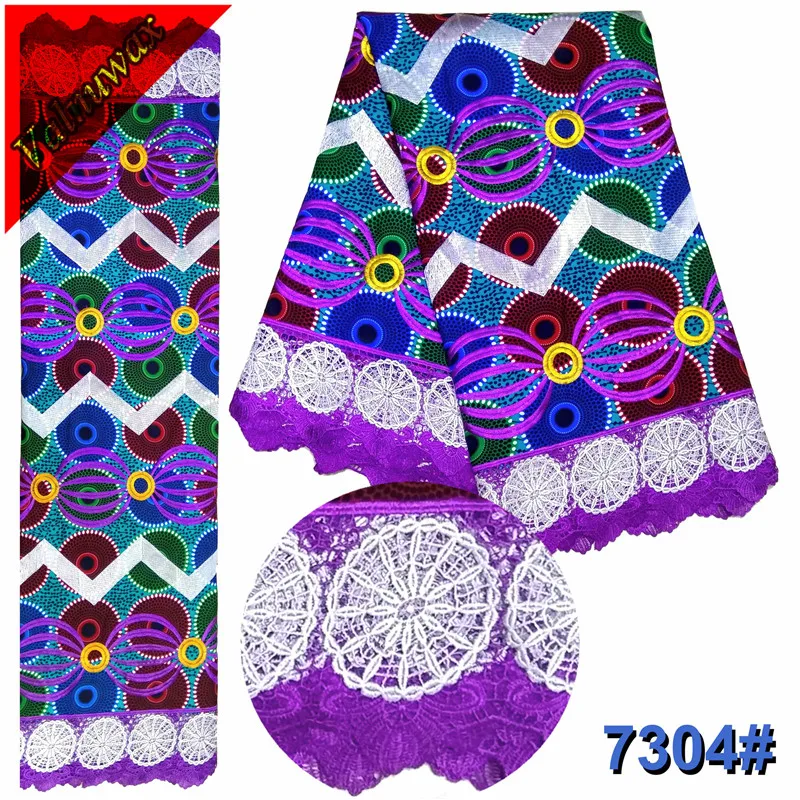 Valuwax New design African Nigerian Ankara Print Lace Fabric 6Yards Wax Polyester Fabrics -QD7304# | Дом и сад
