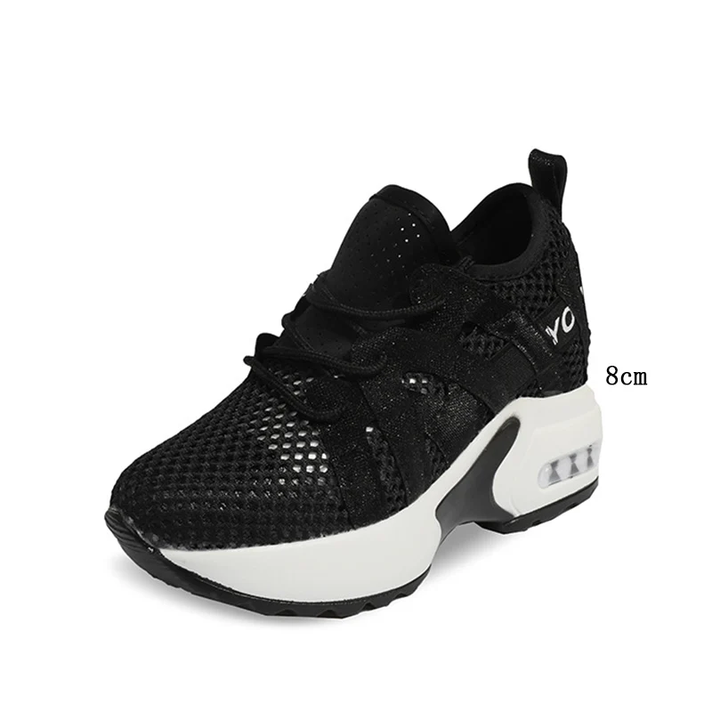 Кроссовки женские на платформе дышащие сетчатые высокий каблук повседневная