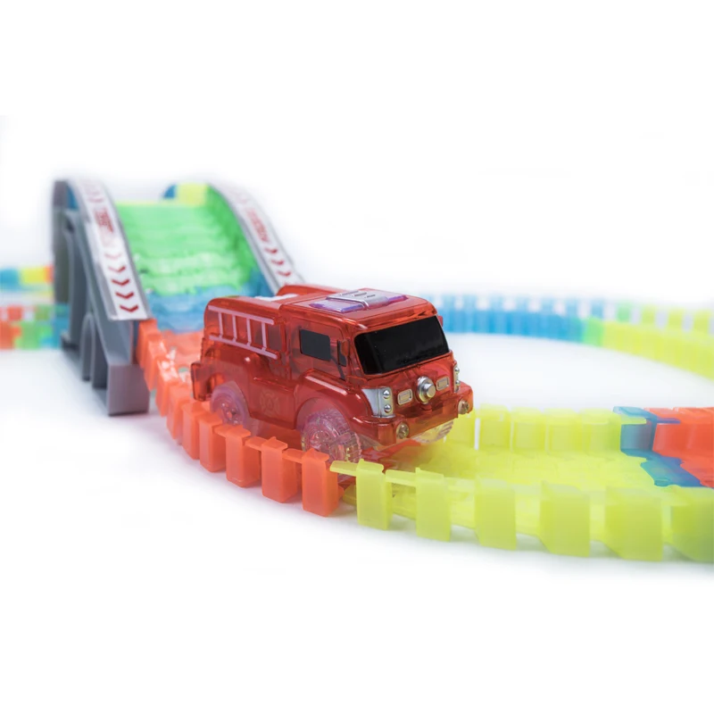 Glow race track Flexible Assembly Track Arch Bridge Accessories Colorful bright Flash in the Dark Electric with Led Car |