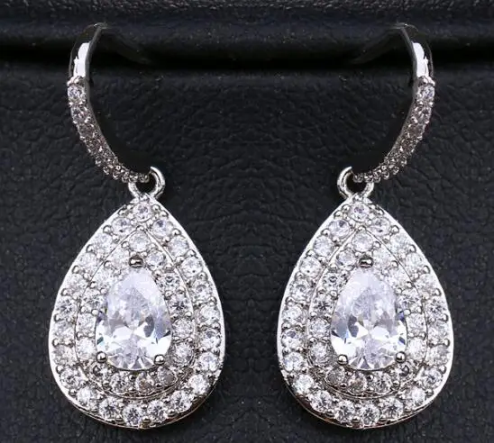 silver Emmaya, модные женские серьги-капли с кристаллами, серебряные, Boho, свадебные ювелирные изделия, AAA, циркониевые длинные висячие серьги - Окраска металла: silver