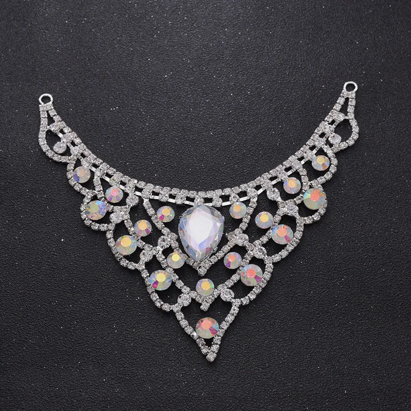 10 шт. рельефная висячая аппликация с кристаллами и стразами|rhinestone neckline applique|rhinestone