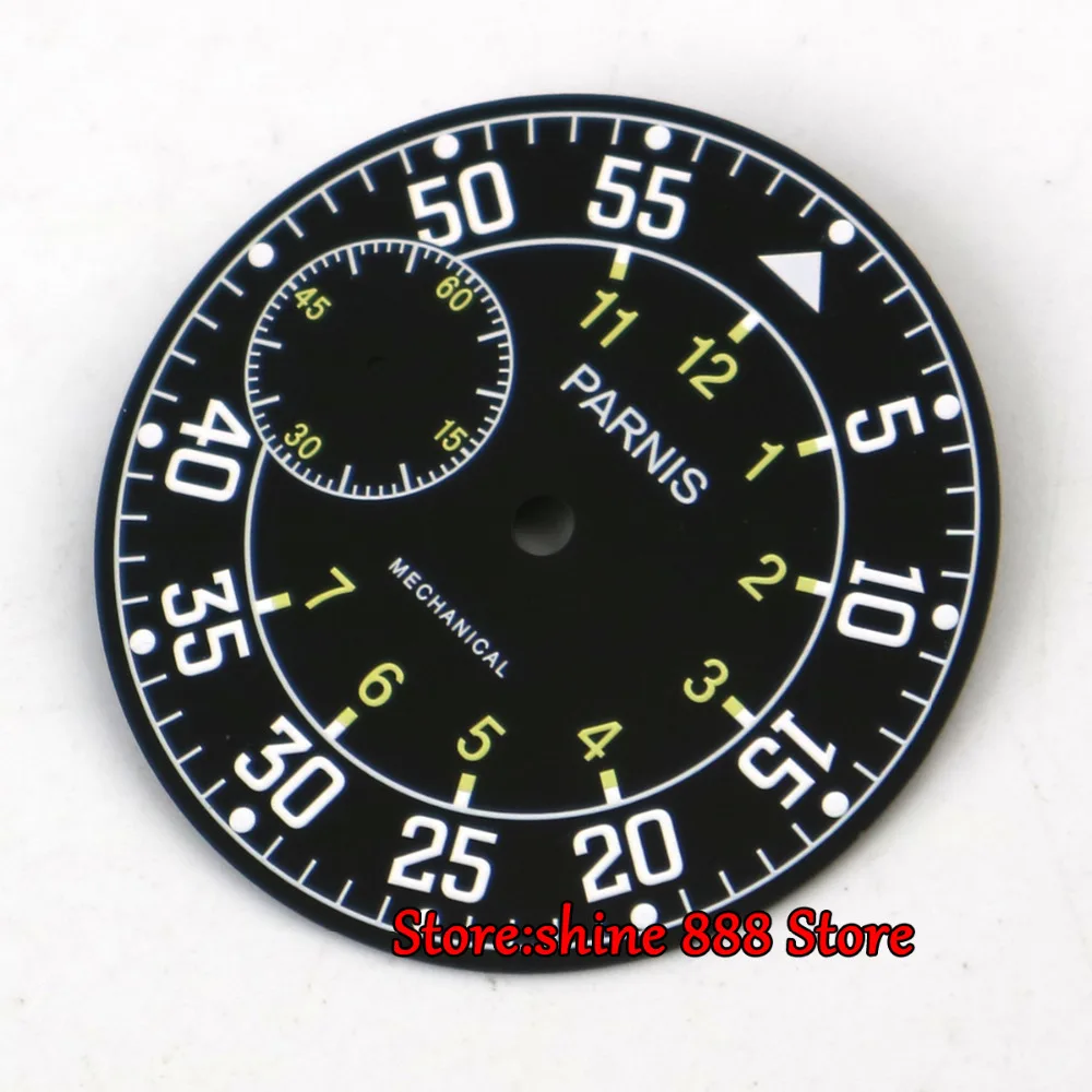 

38.9mm black dial fit 6497 ST3620 movement Watch Case Luminous marks D10