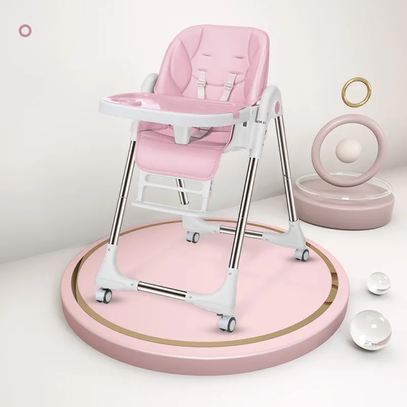 Pink Детское кресло для еды, переносное детское сиденье, регулируемое складное детское обеденное кресло, стулья для кормления новорожденных, без запаха - Цвет: Pink