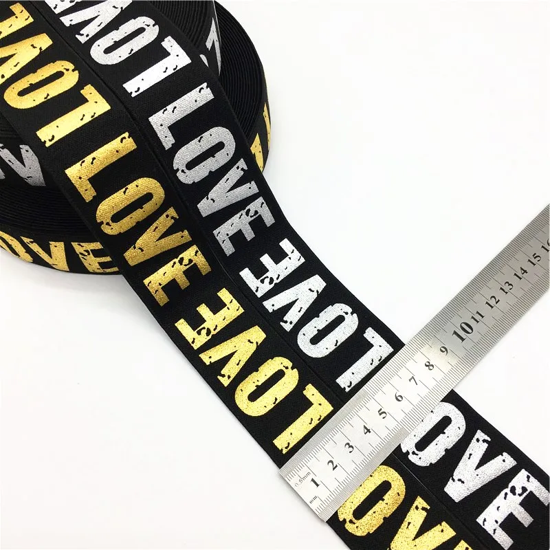 

10meters 4cm Gold Silver Love Elastic Bands Underwear Strap Stretch Rubber Band Elastic Ribbons Bags Trousers DIY Accessories