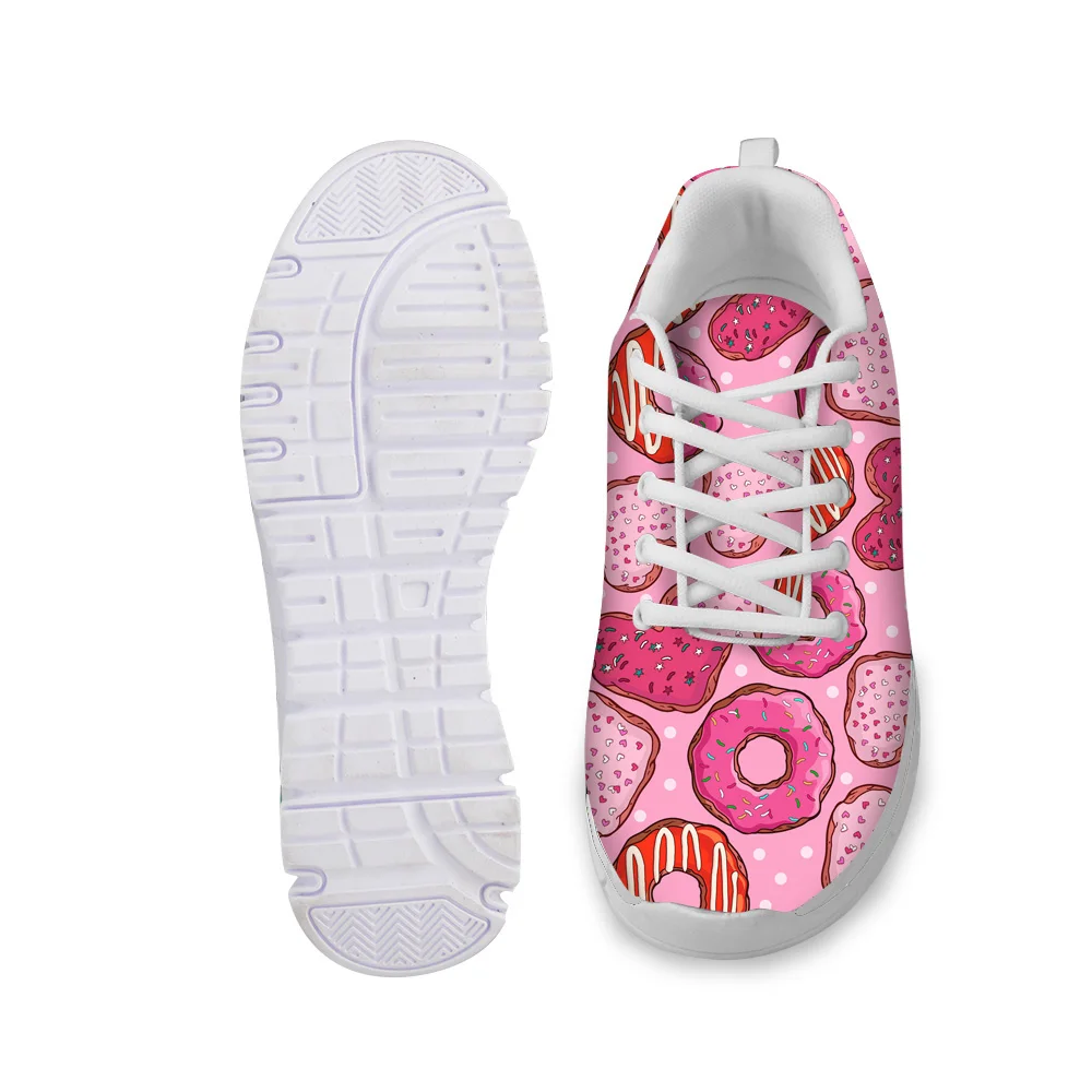 NOISYDESIGNS розовая Осенняя мужская обувь на плоской подошве 3D пончики Printed Lace-up