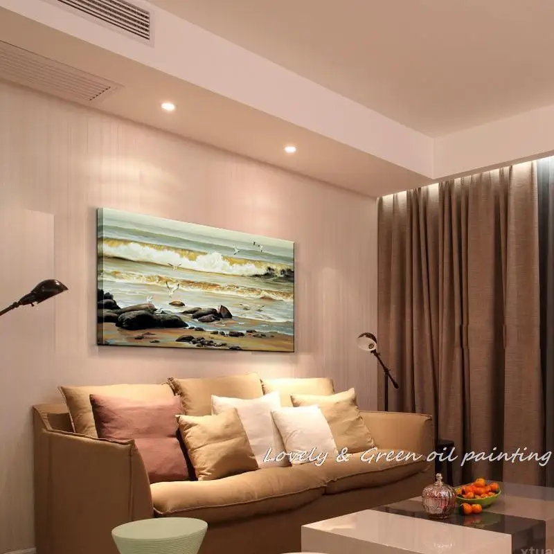 Ручная роспись Haick Wall Art Чайка морские волны украшение дома абстрактный пейзаж