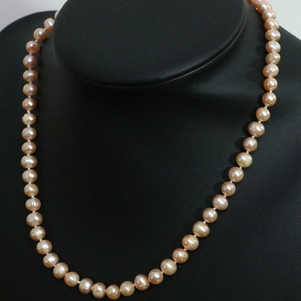 

Delicate natural orange freshwater cultured pearl 4 size beautiful round beads charms women gift necklace jewelry 18inch B1500