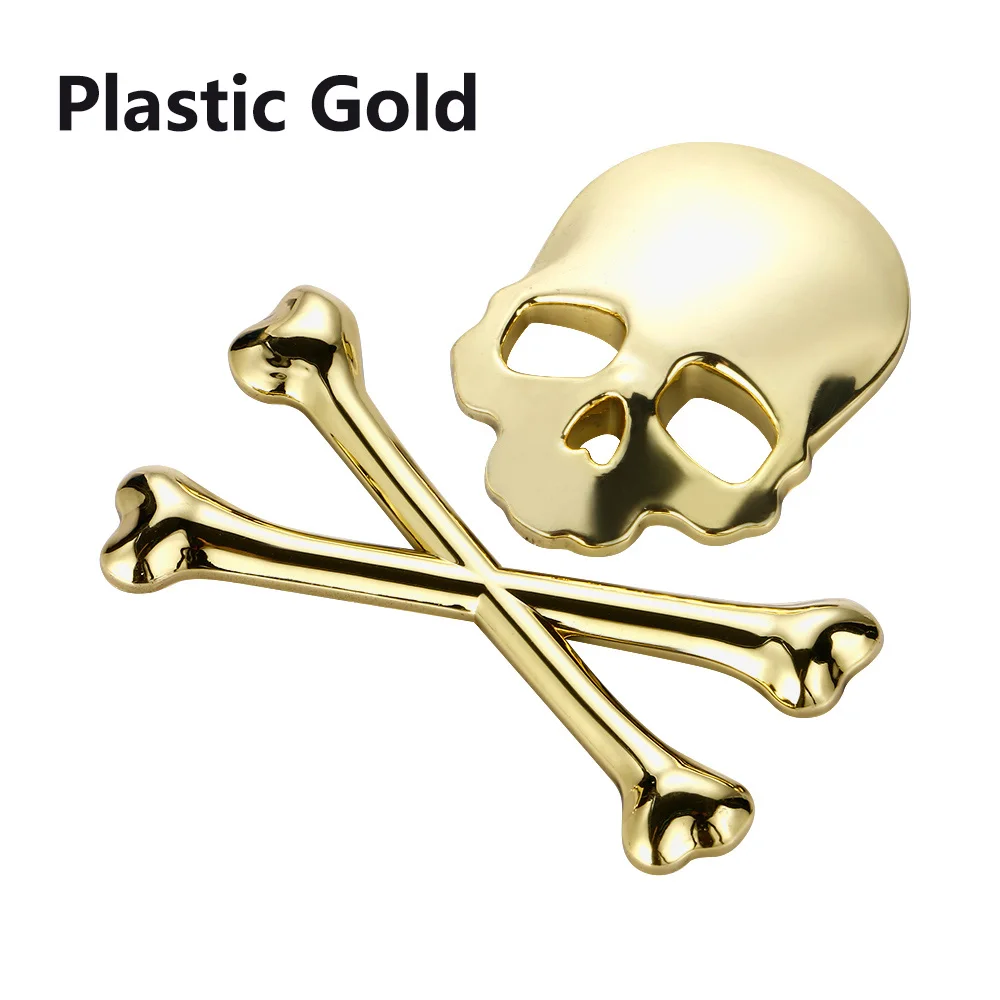 ABS gold 3D череп металл/ABS Кости Скелета автомобиля мотоцикл наклейка эмблема череп значок автомобиля Стайлинг стикер s Наклейка аксессуары - Название цвета: ABS gold