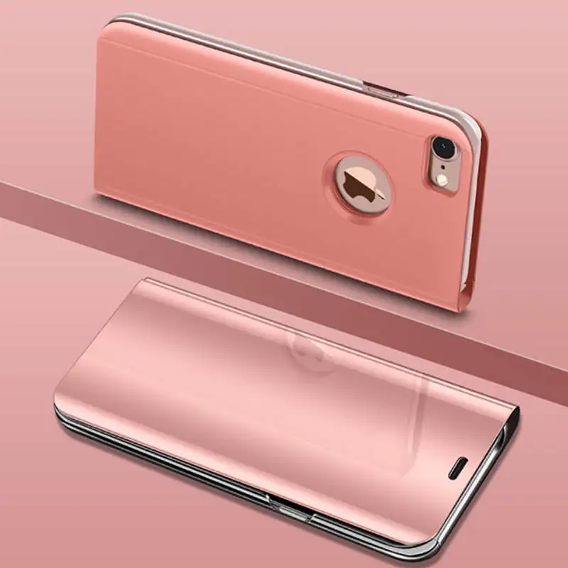 Роскошный умный зеркальный флип-чехол для телефона для iPhone 6 6S 7 8 Plus X крышка кожи с ремнем через плечо на подставке для iPhone XR XS Max чехол - Цвет: Rose Gold