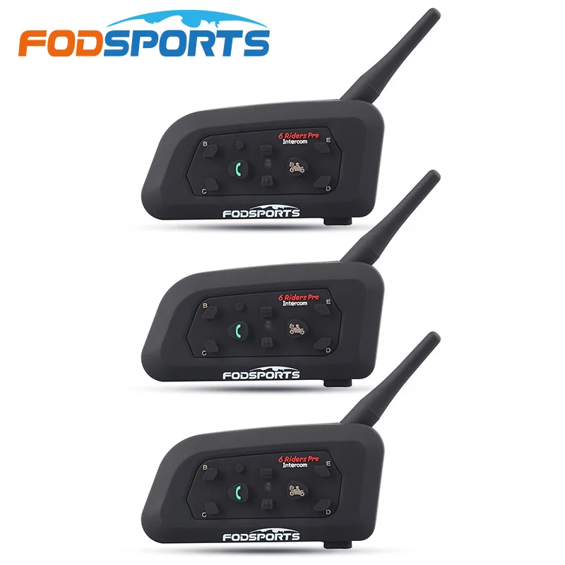 Fodsports 3 шт. V6 Pro мотоциклетный шлем Bluetooth гарнитура Интерком 6 гонщиков 1200 м беспроводной Intercomunicador BT Interphone