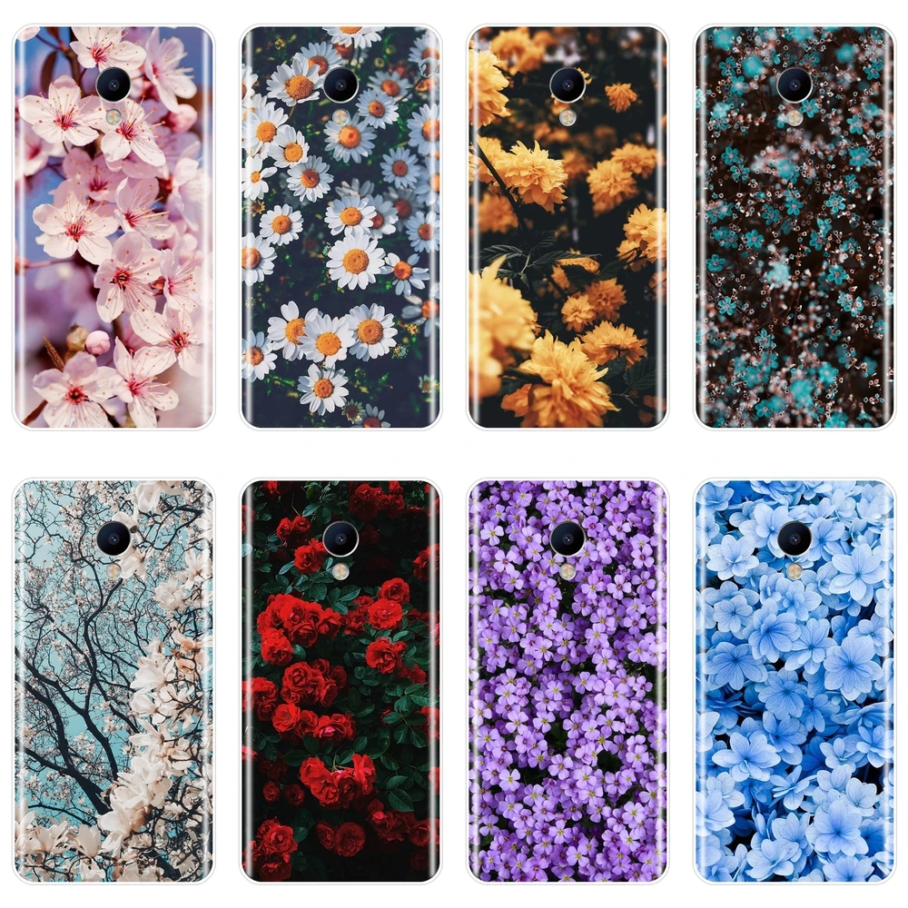 Задняя крышка для Meizu M6 M6S M6T M5 M5C M5S M3 M3S M2 силиконовый мягкий чехол с рисунком розы